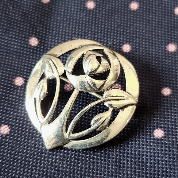Vintage Sterling Silver Rennie Mackintosh Glasgow Modernist Rose Brooch - Picture 1 of 3